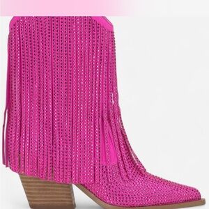 Jessica Simpson Fuchsia Rhinestone Fringe Boots